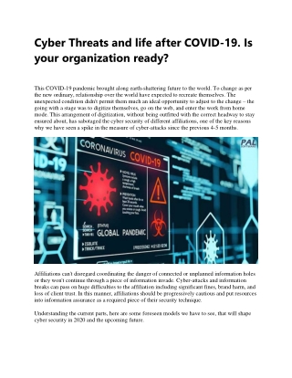 Cyber Threats and life after COVID