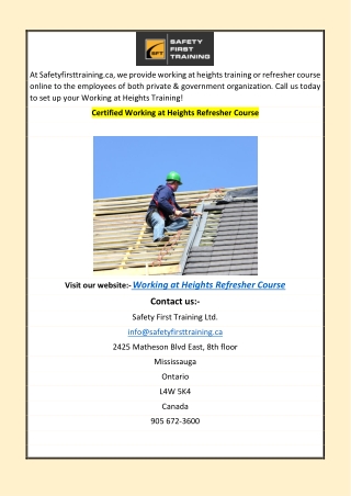 Certified Working at Heights Refresher Course