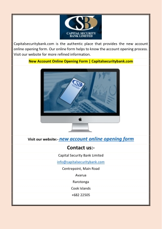 New Account Online Opening Form | Capitalsecuritybank.com