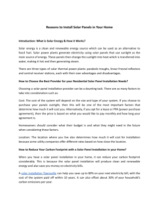 Reasons to Install Solar Panels in Your Home
