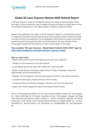2021 3D Laser Scanners Market Global Analysis Report