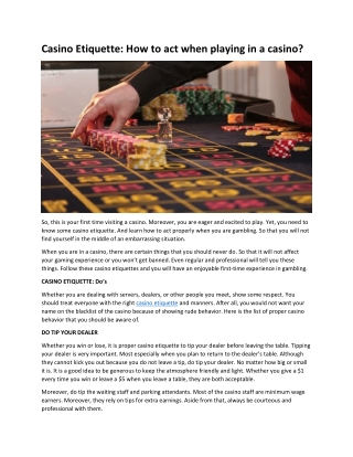 Casino Etiquette