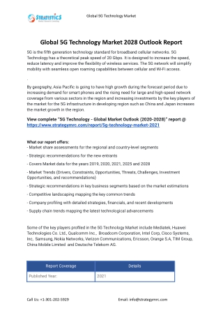 2021 5G Technology Market Global Analysis Report