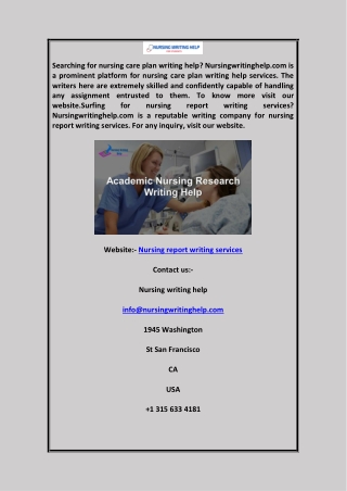 Nursing report writing services