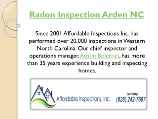 Radon Inspection Arden NC