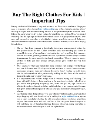 Buy The Right Clothes For Kids - Important Tips