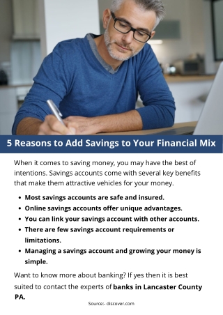 5 Reasons to Add Savings to Your Financial Mix