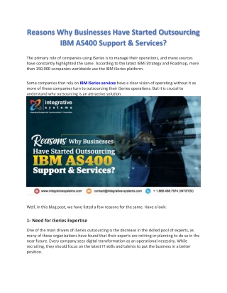 Outsourcing IBM AS400 Support & Services