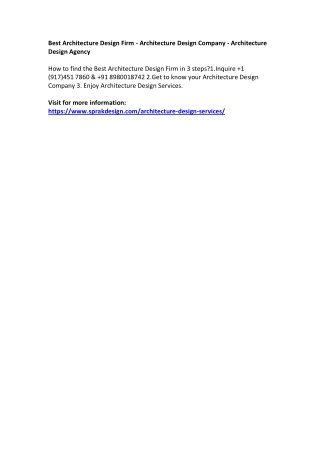 Best Architecture Design Firm - Architecture Design Company