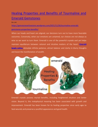 Healing properties and benefits of tourmaline and emerald gemstones