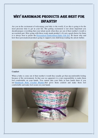 Why are handmade products best for infants