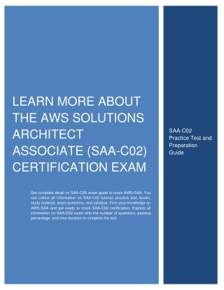 Learn More About the AWS Solutions Architect Associate (SAA-C02) Certification E