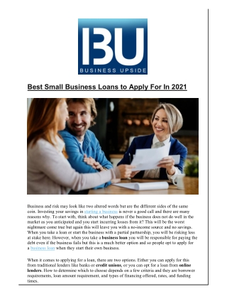 Best Small Business Loans to Apply For In 2021