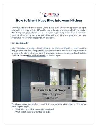 How to blend Navy Blue into your kitchen?