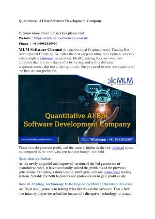 Quantitative AI Bot Software Development Company