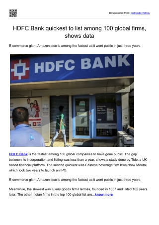 HDFC Bank quickest to list among 100 global firms, shows data