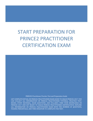 Start Preparation for PRINCE2 Practitioner Certification Exam