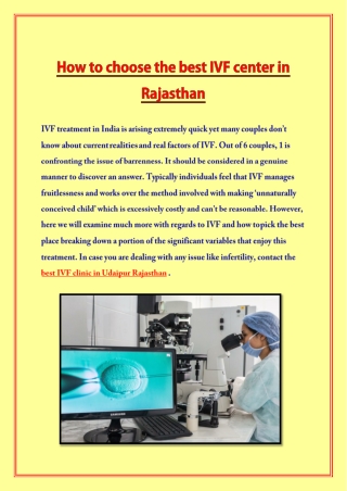 How to choose the best IVF center in Rajasthan