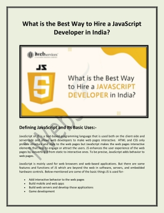 What is the Best Way to Hire a JavaScript Developer in India - iWebServices