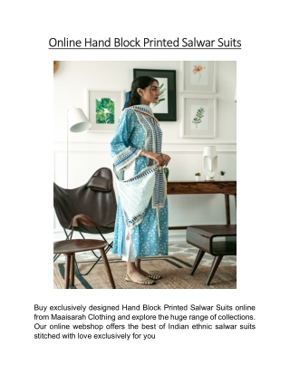 Online Hand Block Printed Salwar Suits