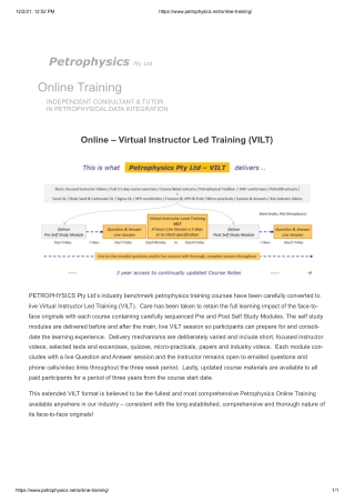 Petrophysics Virtual Courses - Petrophysics Training