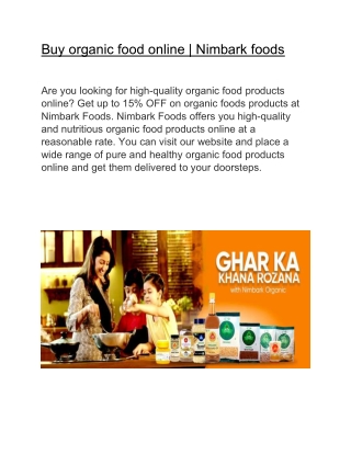 Buy organic food online | Nimbark foods