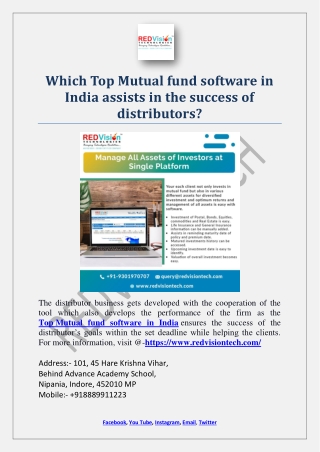 Which Top Mutual fund software in India assists in the success of distributors