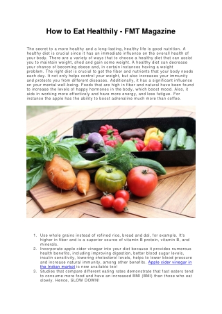 How to Eat Healthily - FMT Magazine