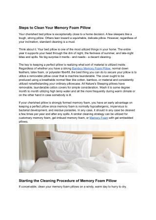 Steps to Clean Your Memory Foam Pillow