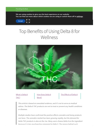Top Benefits of Using Delta 8 for Wellness 2021