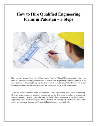 How to Hire Qualified Engineering Firms in Pakistan – 5 Steps