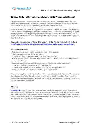 Global Natural Sweeteners Market Report Key Players Analysis