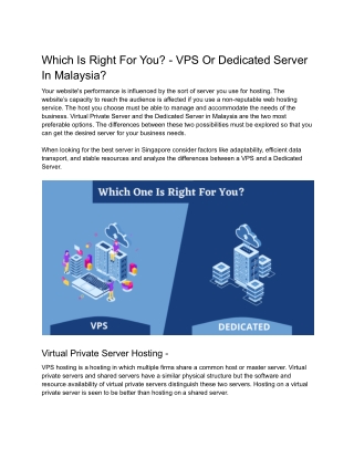 Which Is Right For You? - VPS Or Dedicated Server In Malaysia?