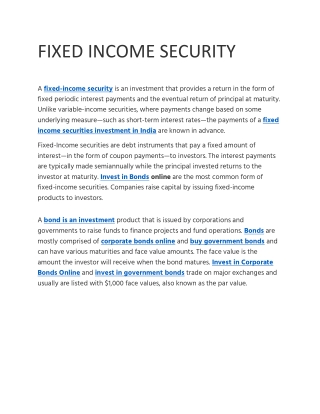 FIXED INCOME SECURITY