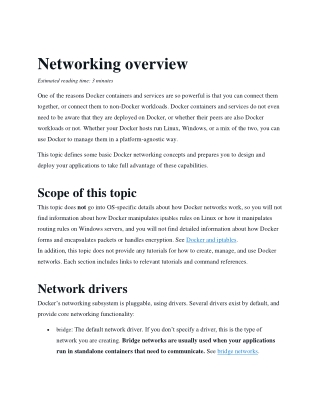 Networking overview