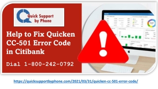 Quicken CC-501 Support 1(8OO)242-0792, Fix Quicken CC-501 Error Code in Citibank