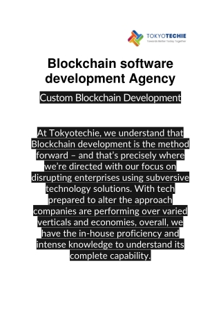 Blockchain software development Agency