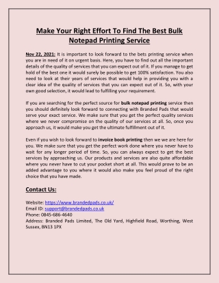 Make Your Right Effort To Find The Best Bulk Notepad Printing Service