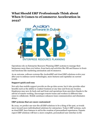 What Should ERP Professionals Think about When It Comes to eCommerce Acceleration in 2022