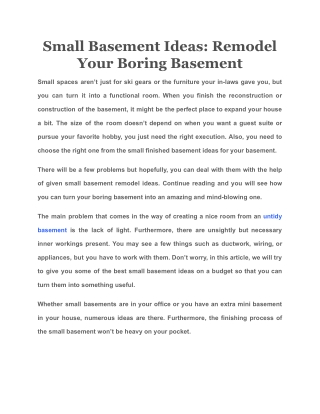 Small Basement Ideas: Remodel Your Boring Basement