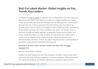 Butt Cut Labels Market Size, Share, Growth, Future Trends 2027