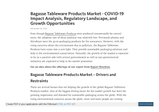 Bagasse Tableware Products Market Sales Size Forecast 2027