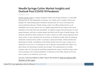 Needle Syringe Cutter Market Scope Demand Forecast 2027