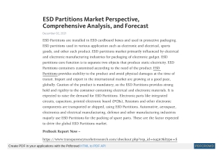 ESD Partitions Market Scope, Market Dynamics, Future Trends 2027
