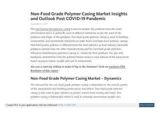 Non-Food Grade Polymer Casing Market Insights by 2027