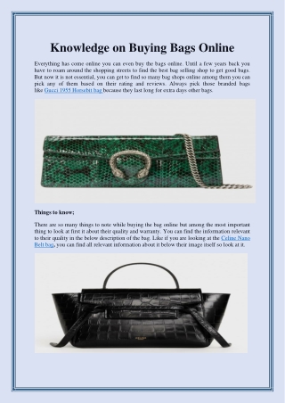 Knowledge on Buying Bags Online