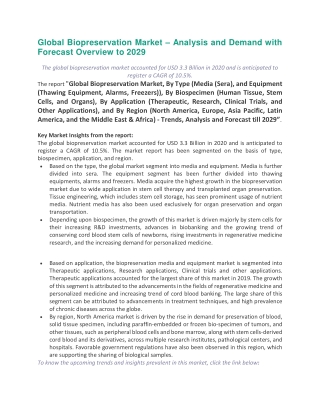 Global Biopreservation Market