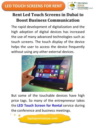 Rent Led Touch Screens In Dubai To Boost Business Communication
