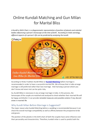 Online Kundali Matching and Gun Milan for Marital Bliss