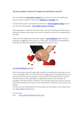 Top love problem solution for happy and satisfactory love life